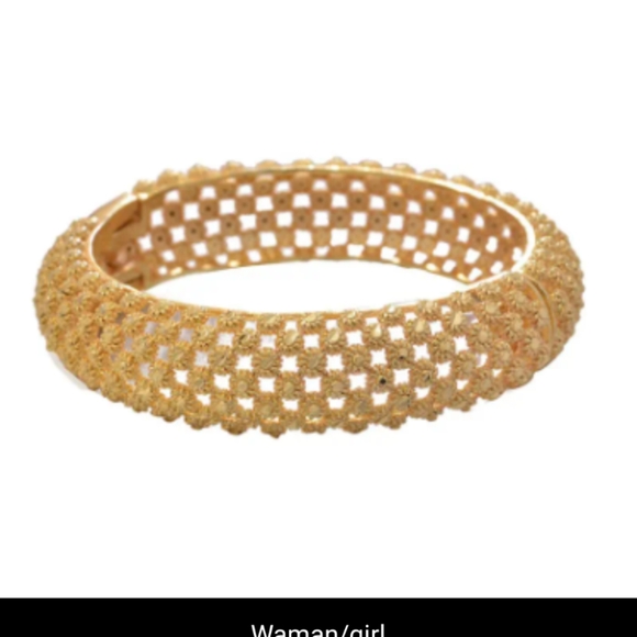18K GOLD PLATED CHUNKY OPEN WEAVE  GOLD OVER COPPER BANGLE - Picture 6 of 7